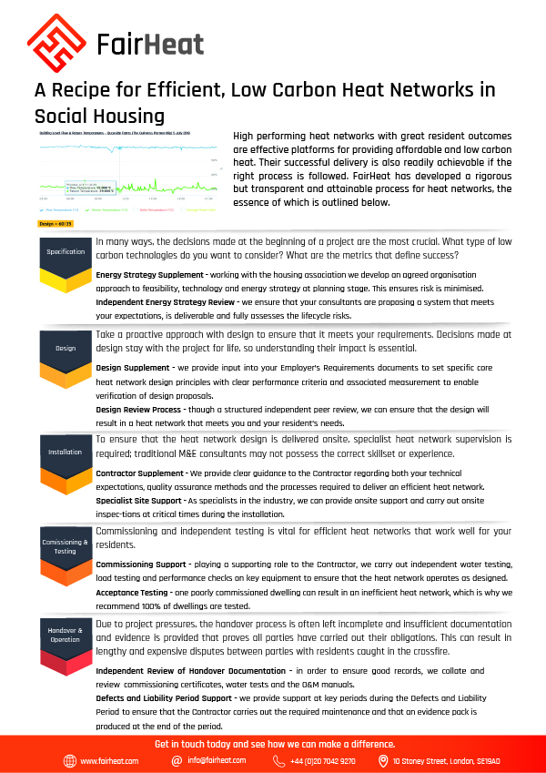 FairHeat's recipe for efficient, low cost, low carbon heat networks in social housing